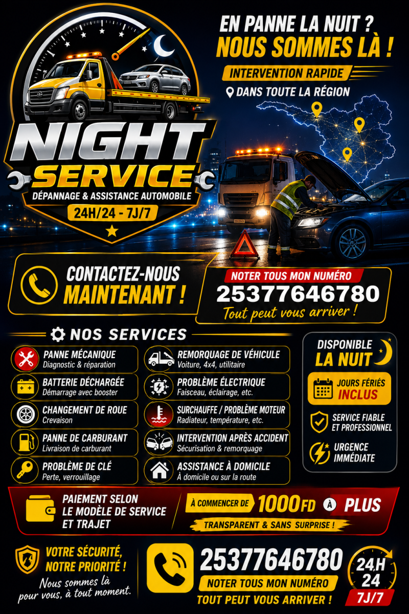 Service de dépannage urgent nocturne disponible