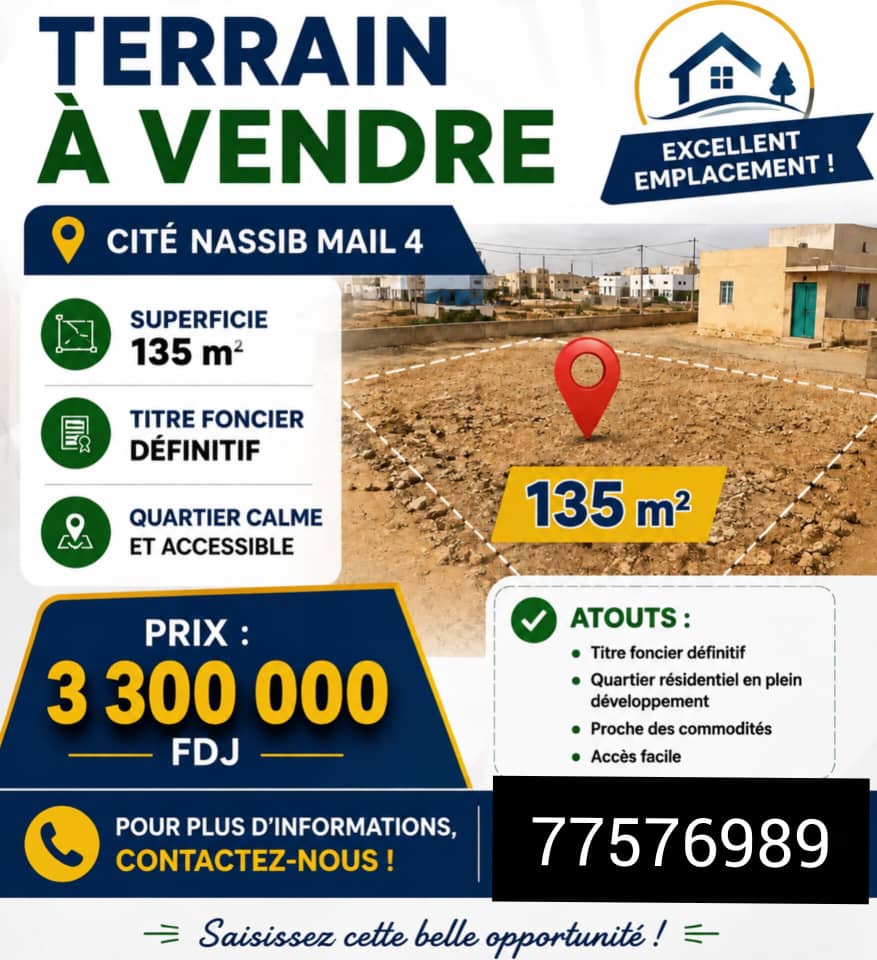 Terrain 135 m² avec titre foncier à Nassib Mail 4