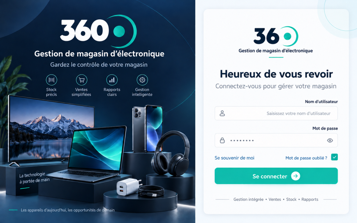 Logiciel 360 de gestion pour magasins d’électronique