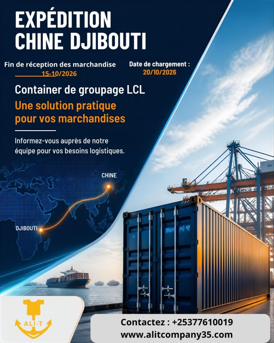 Fret maritime LCL Chine-Djibouti, départ octobre 2026