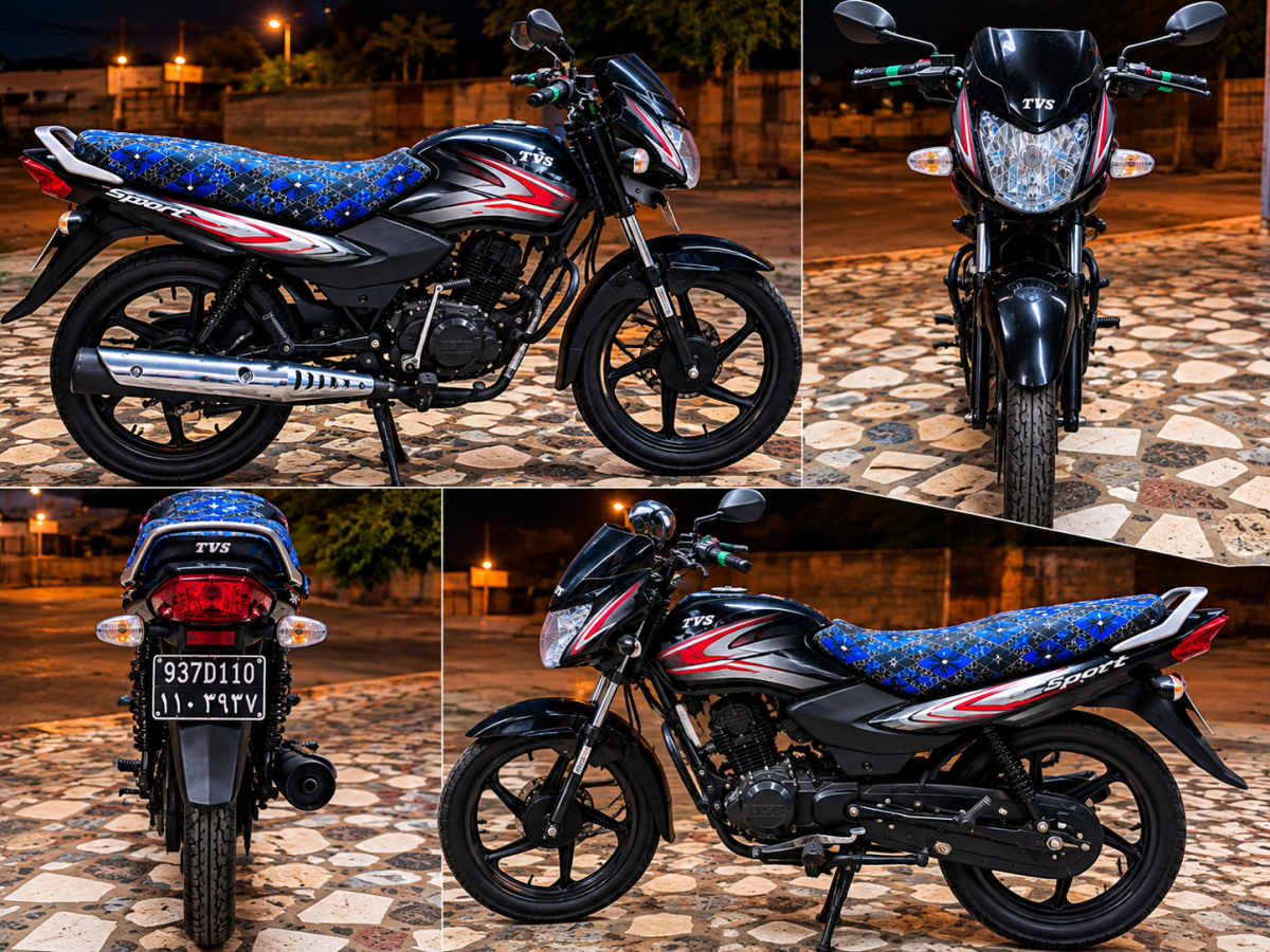Moto TVS Sport 100 cc noir et rouge en bon état