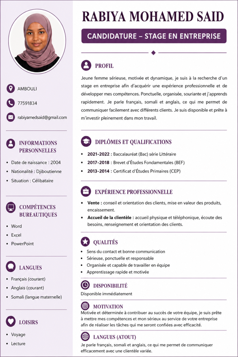 Recherche de stage en entreprise par jeune motivée et trilingue