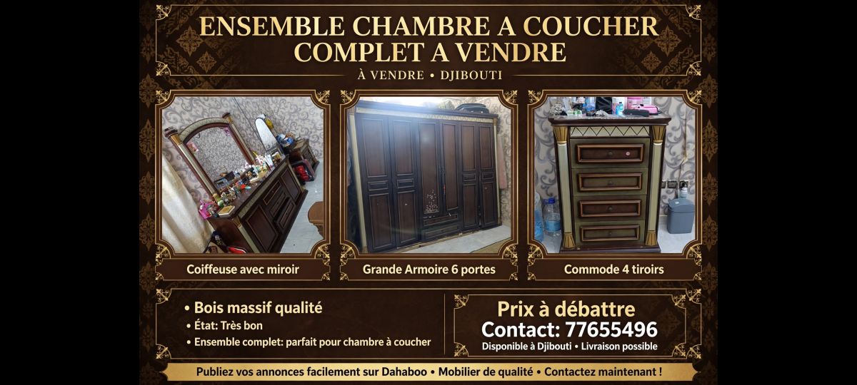 Chambre à coucher solide avec 2 chevets en bon état