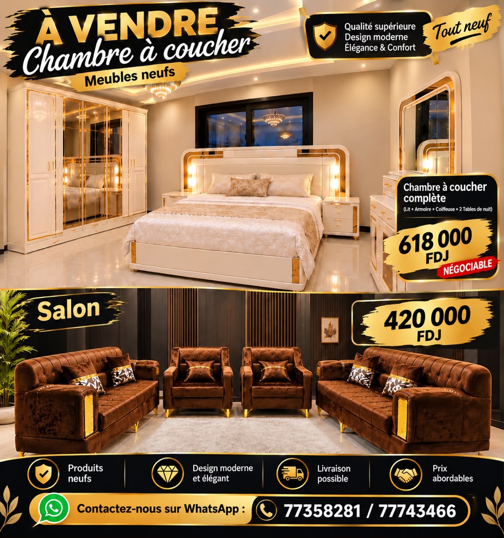 Chambre à coucher et salon neufs, design moderne