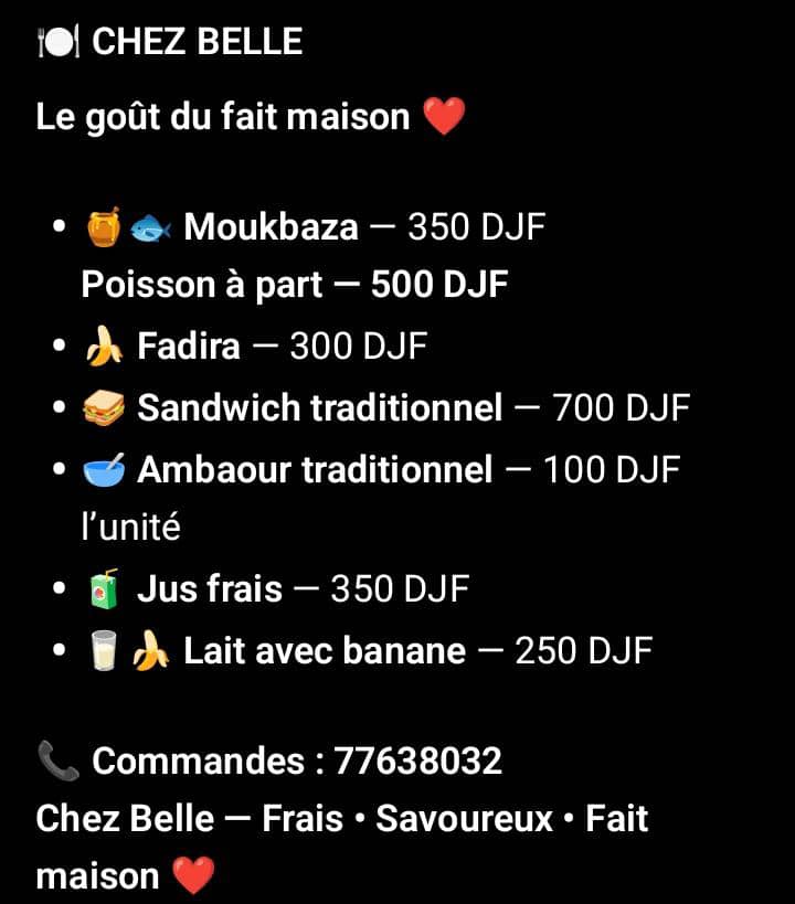 Plats et boissons traditionnels faits maison chez Belle