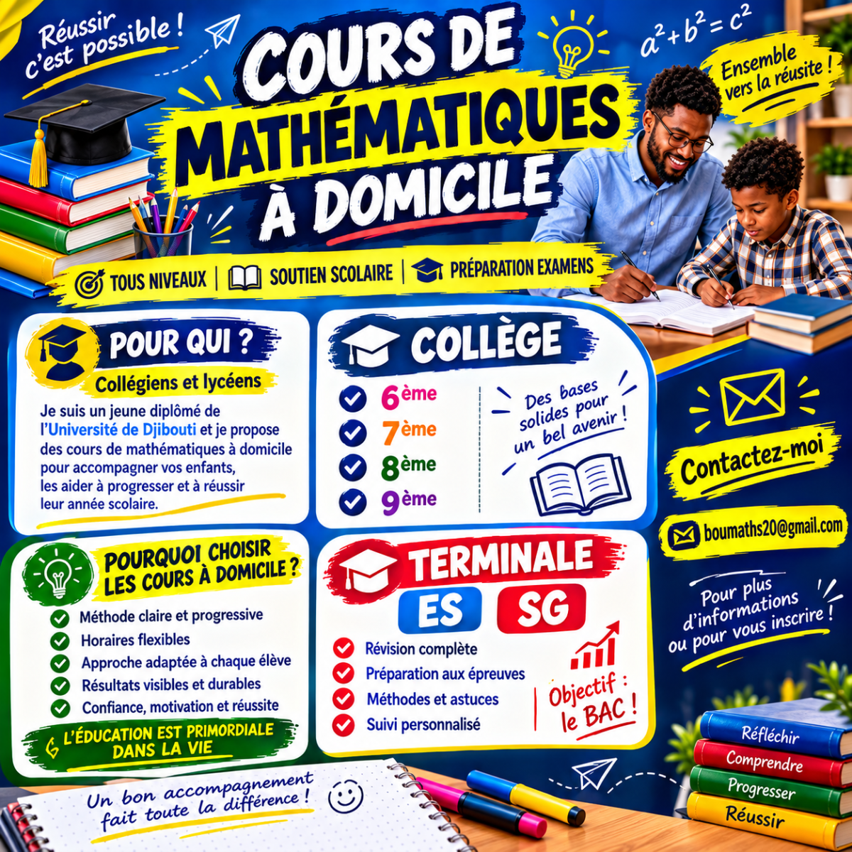 Cours de mathématiques à domicile pour collège et Terminale