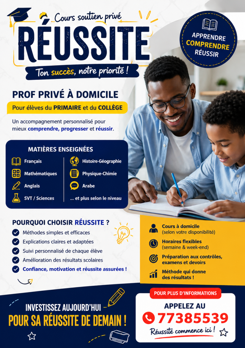Cours de soutien scolaire privé à domicile du primaire au lycée