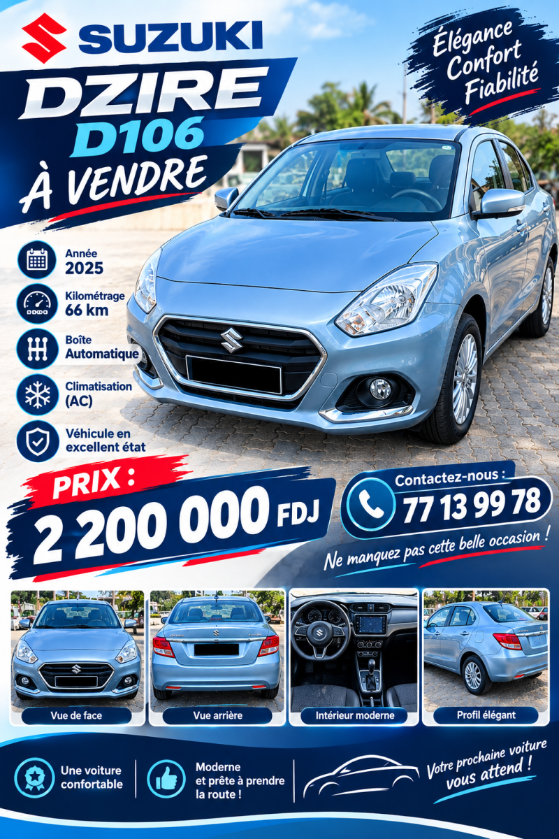 Suzuki Dzire 2025 en bon état
