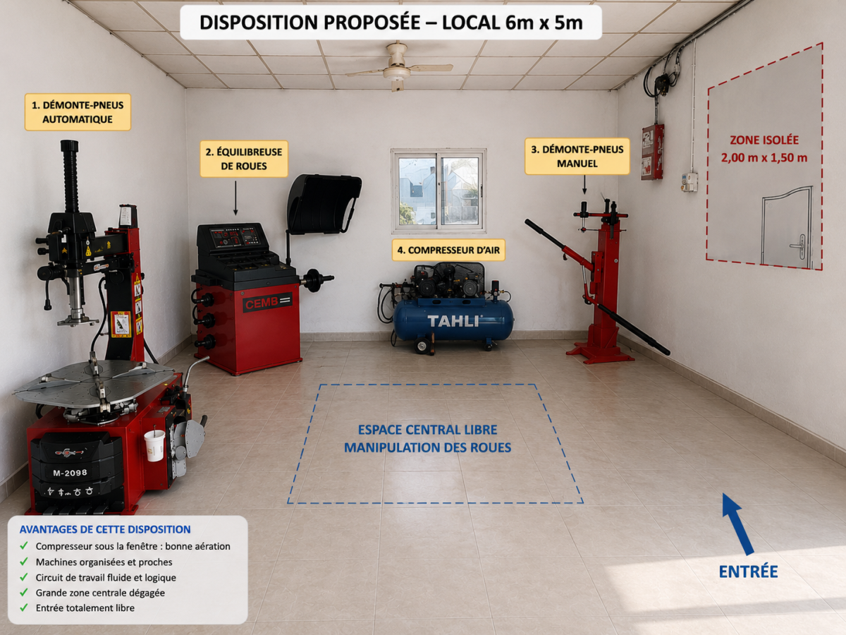 Matériel neuf pour atelier pneumatique et plaques d\'immatriculation