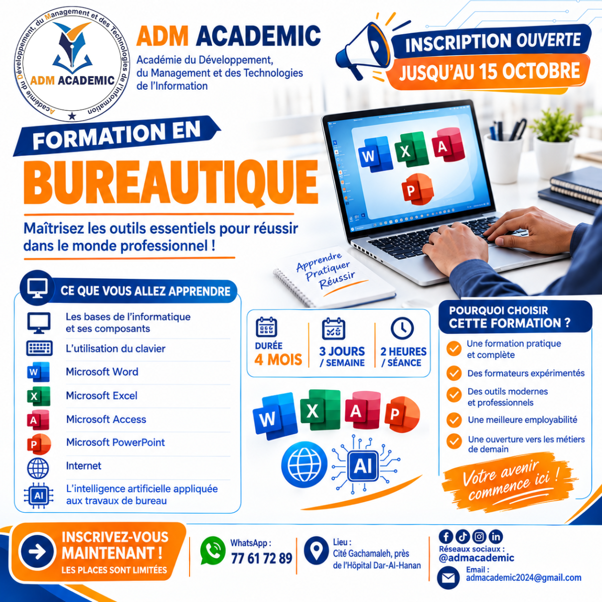 Formation bureautique ADM Academic avec intelligence artificielle intégrée