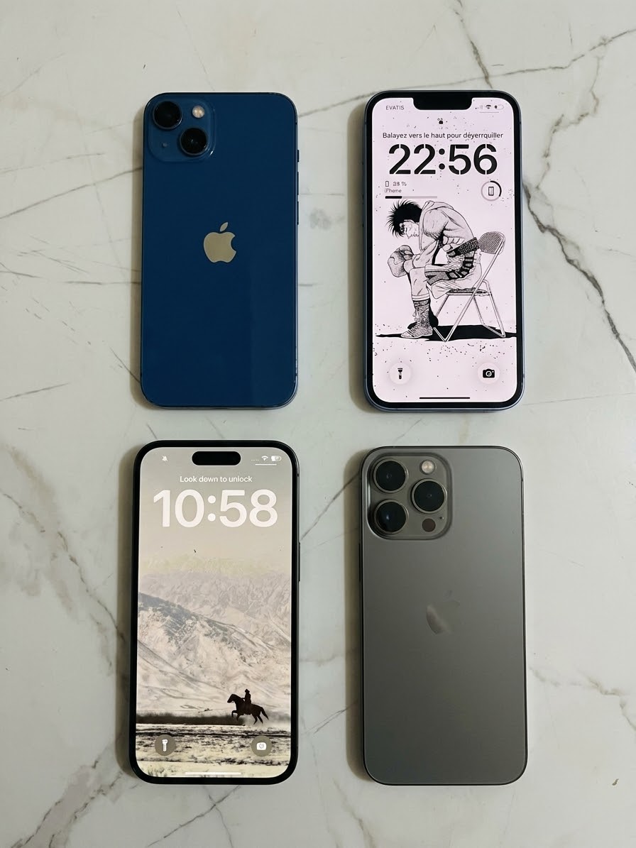 iPhone 16 Pro Max et iPhone 13 en bon état