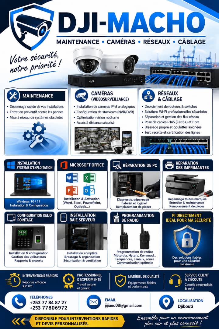 Maintenance informatique, caméras et réseaux