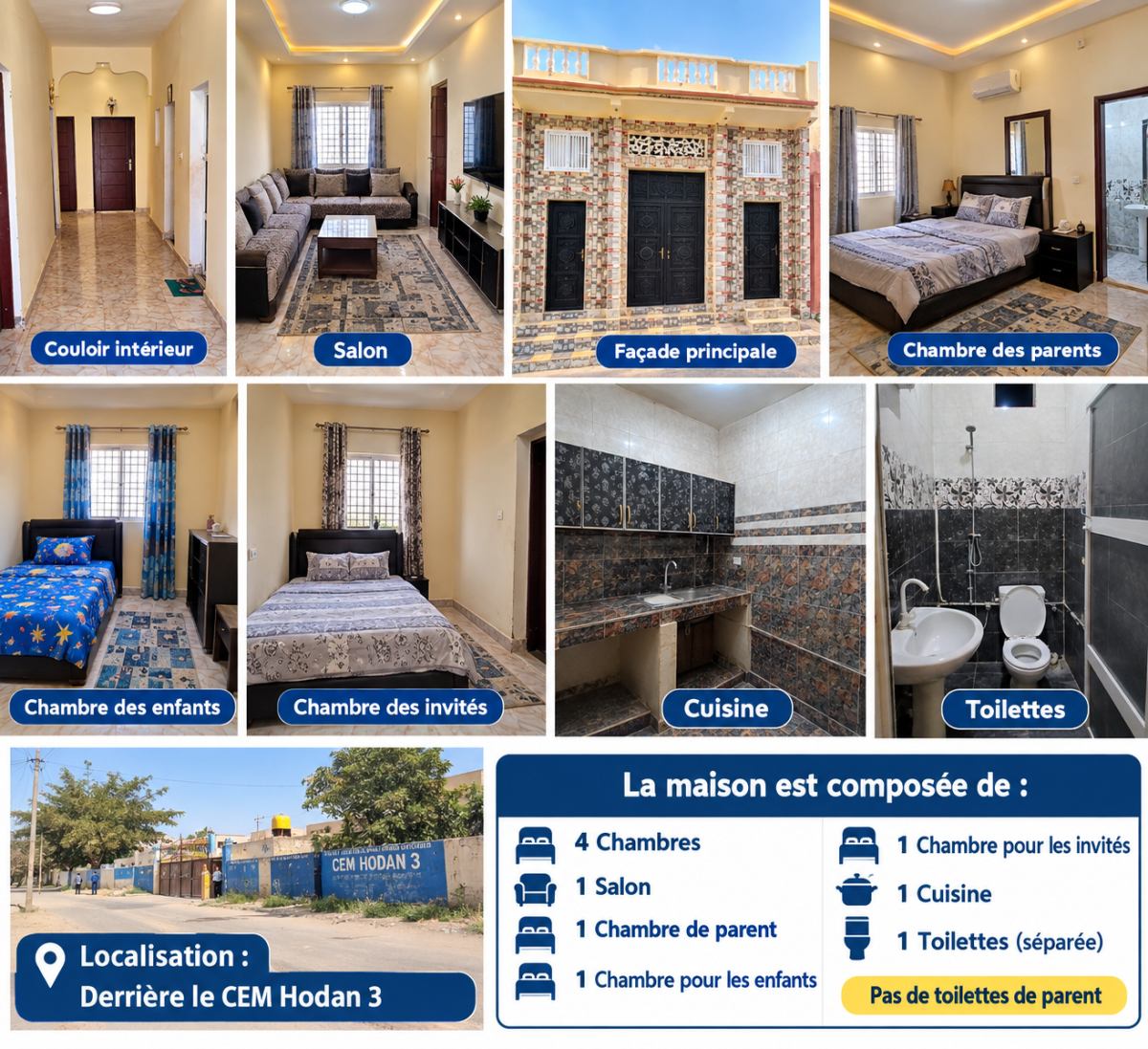 Maison 4 chambres avec salon et cuisine à Cité Hodan