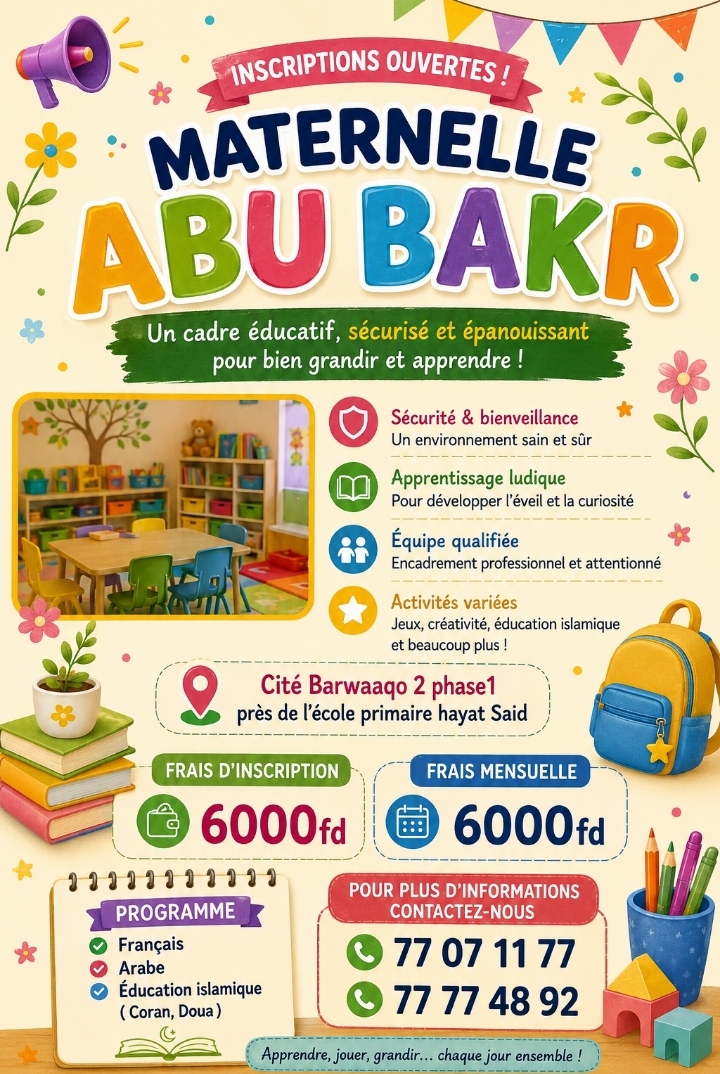 Maternelle Abubakr, environnement éducatif et sécurisé pour enfants
