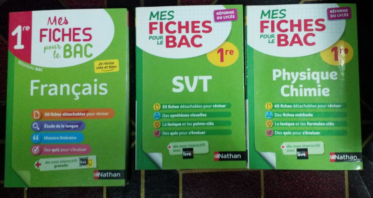 Fiches de révision BAC 1ère neuves en Physique, SVT, Français