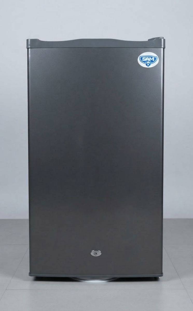 Mini-réfrigérateur SAM compact noir pour petit espace.