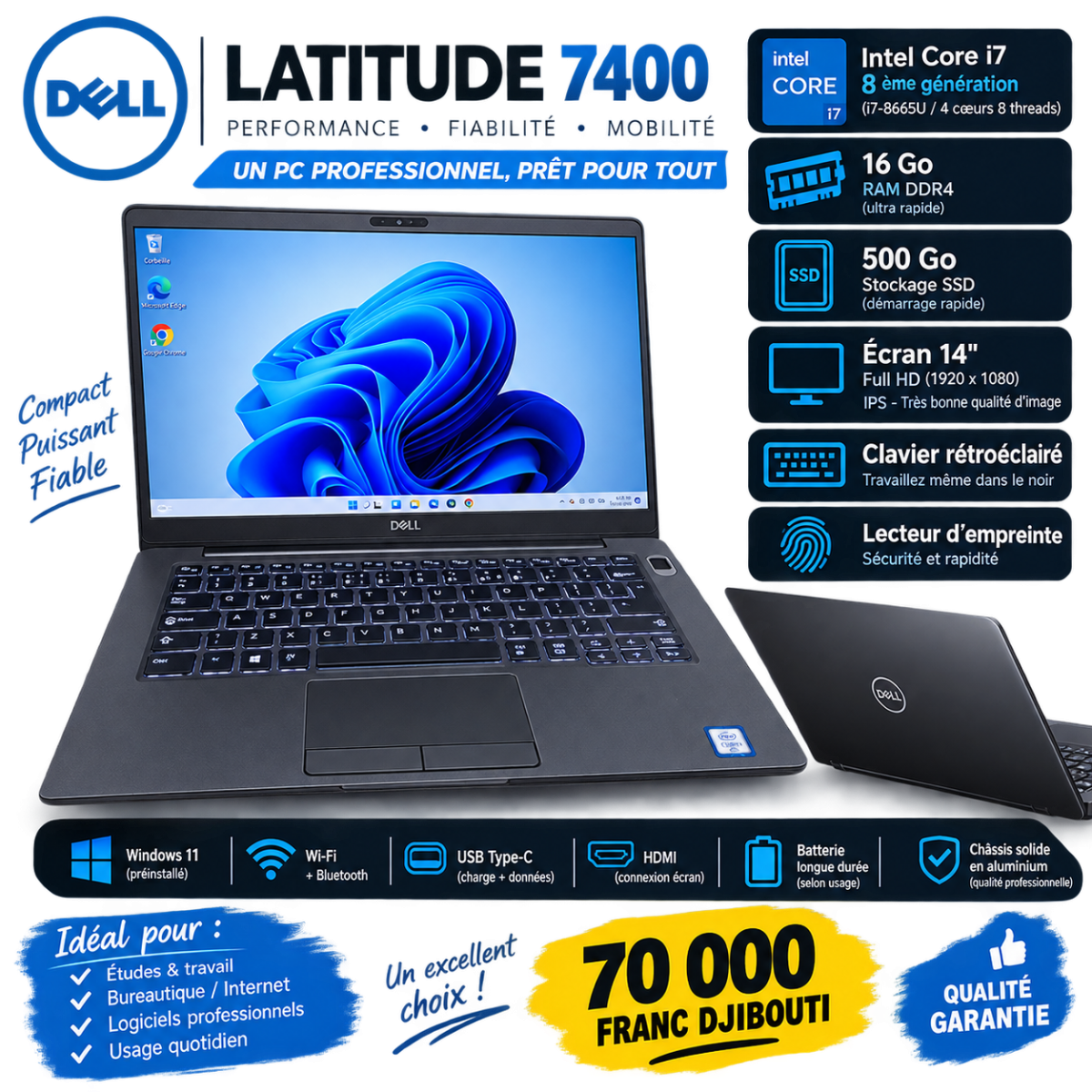 PC Dell Latitude 7400 compact et puissant