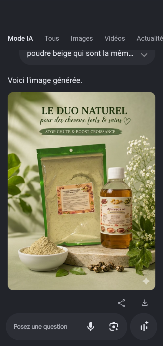 Poudre capillaire indienne naturelle pour cheveux volumineux