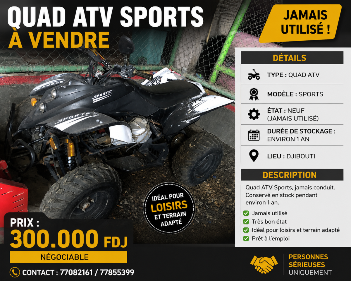 Quad ATV Sports neuf en parfait état