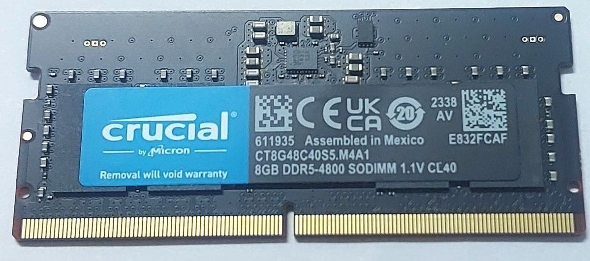 Mémoire RAM DDR5 8 Go Crucial 4800 SODIMM pour PC portable