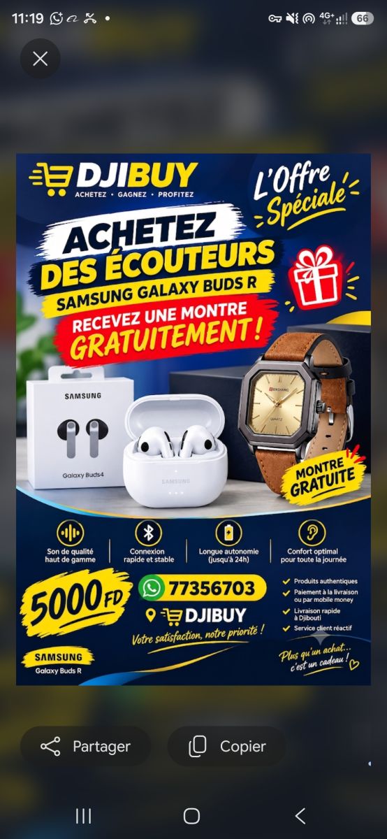 Écouteurs Samsung Galaxy Buds 4 performants avec montre offerte