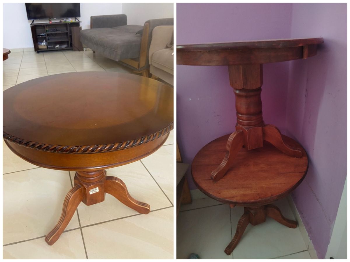 Lot de 3 tables guéridons en bois classique