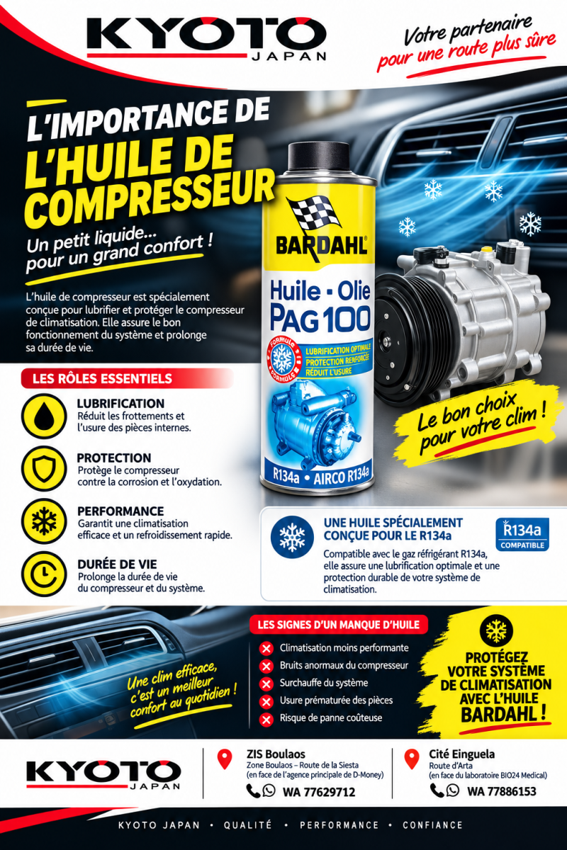 Huile PAG 100 Bardahl pour climatisation automobile professionnelle