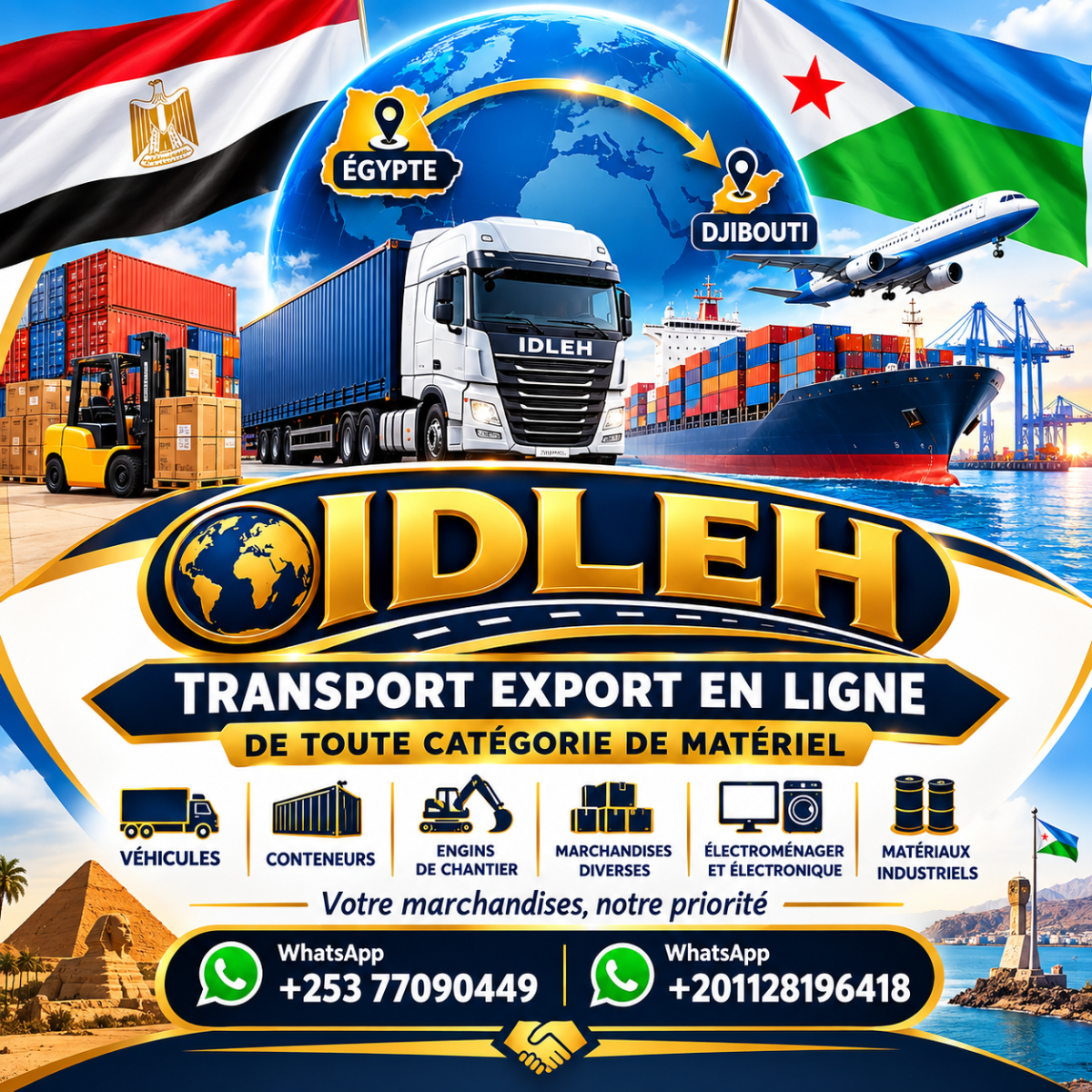 Transport et export de matériels entre Égypte et Djibouti fiable et professionnel