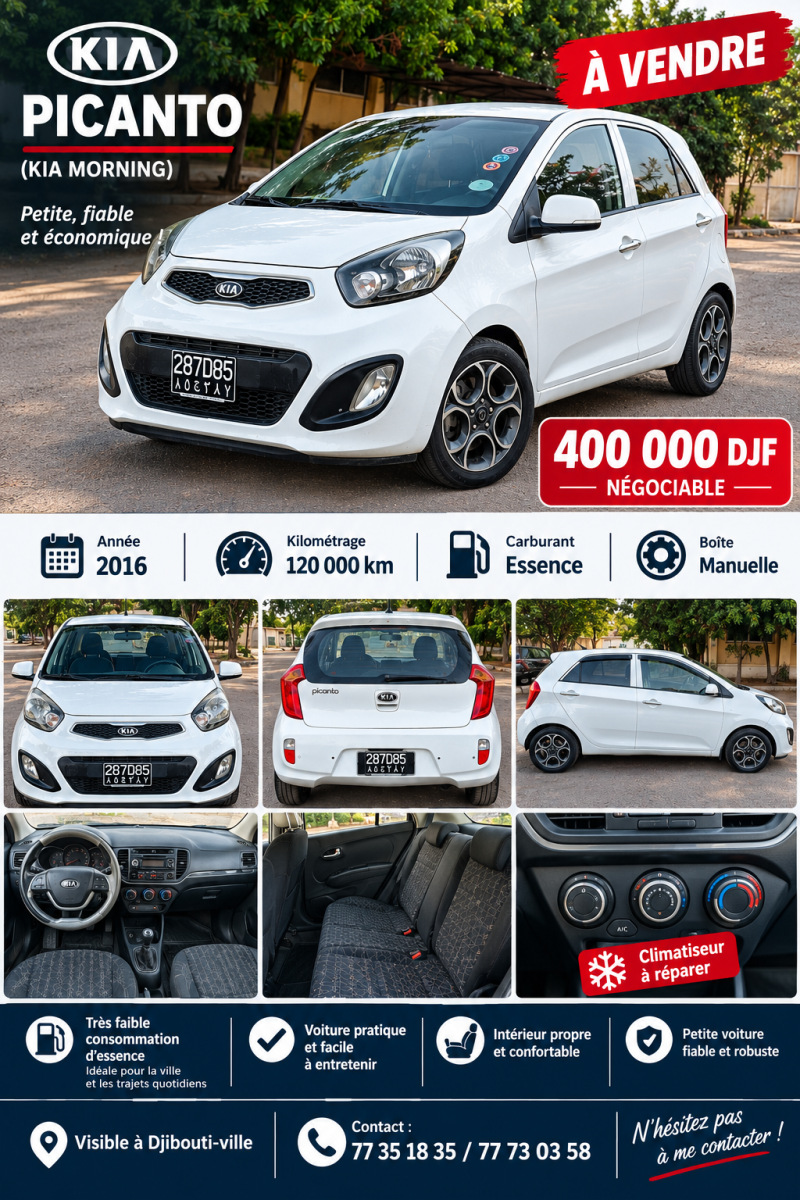 Kia Picanto 2016 essence boîte automatique économique