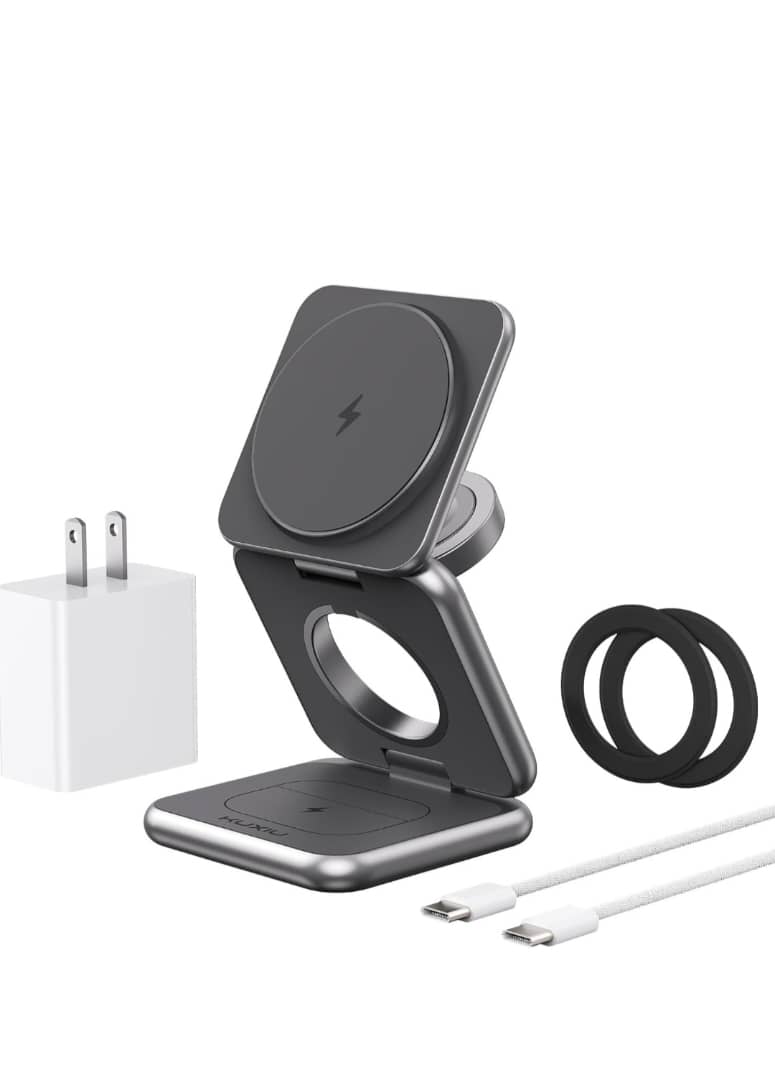Chargeur sans fil magnétique pliable 3 en 1 KUXIU X40 gris