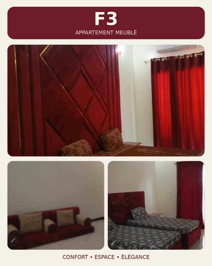 Appartements F1, F2 et F3 meublés à louer en ville