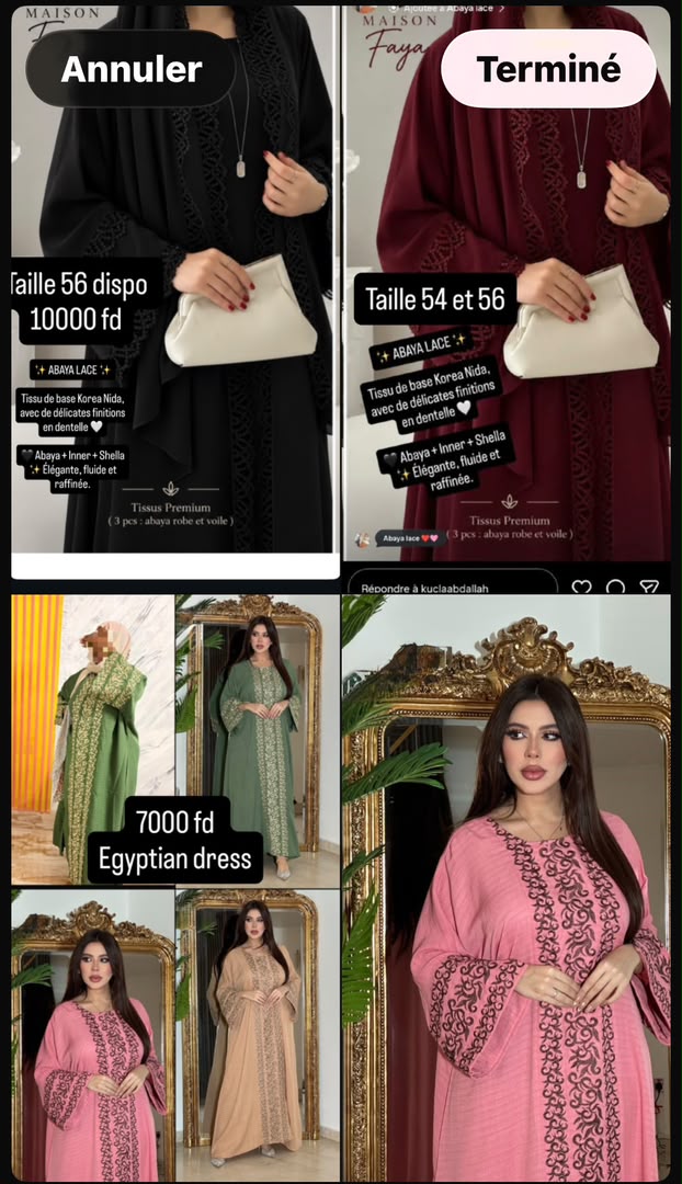 Robes marocaines et abayas en tissu Korean Nida élégantes