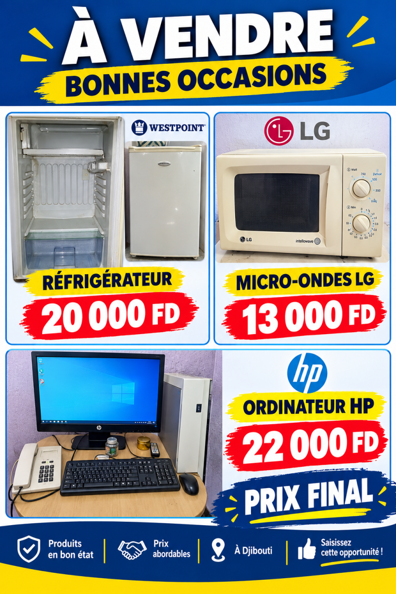 Électroménager et informatique occasion en bon état à Djibouti