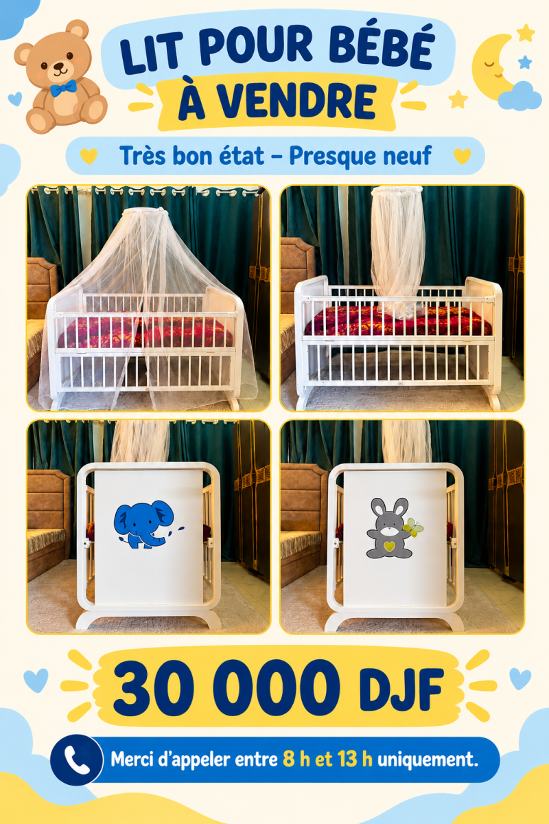 Lit bébé presque neuf en bon état
