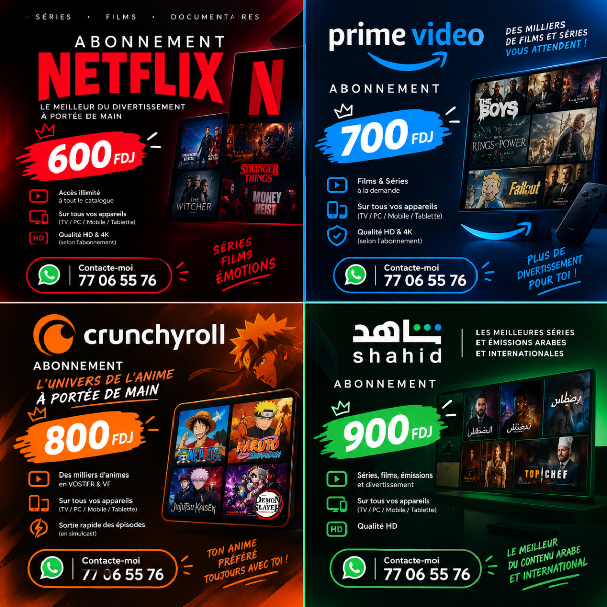 Abonnement streaming DjibStream films séries sports 4K