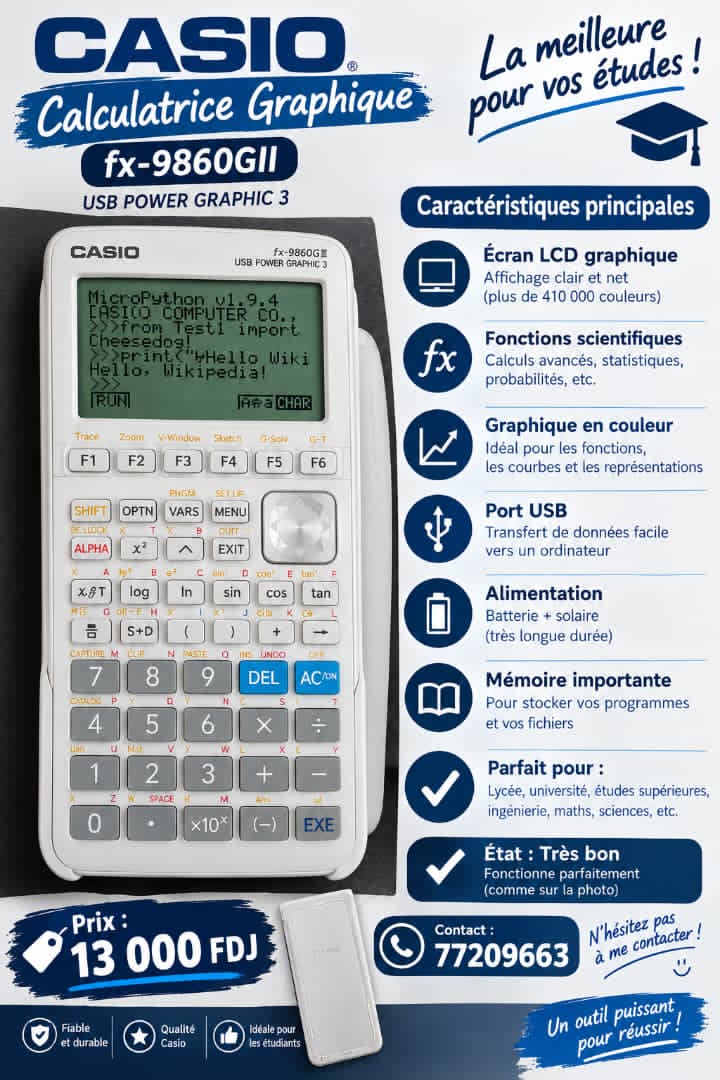 Calculatrice graphique blanche neuve en excellent état