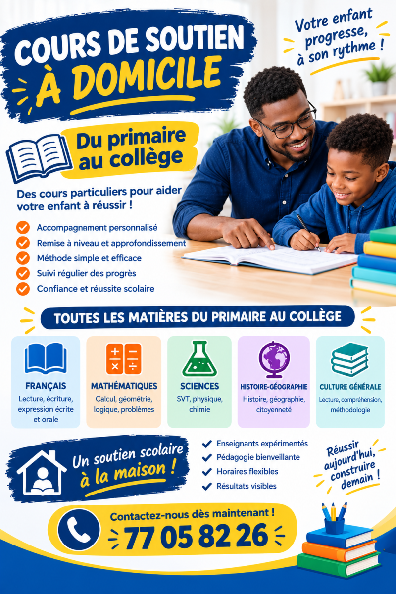 Cours de soutien scolaire à domicile primaire et collège