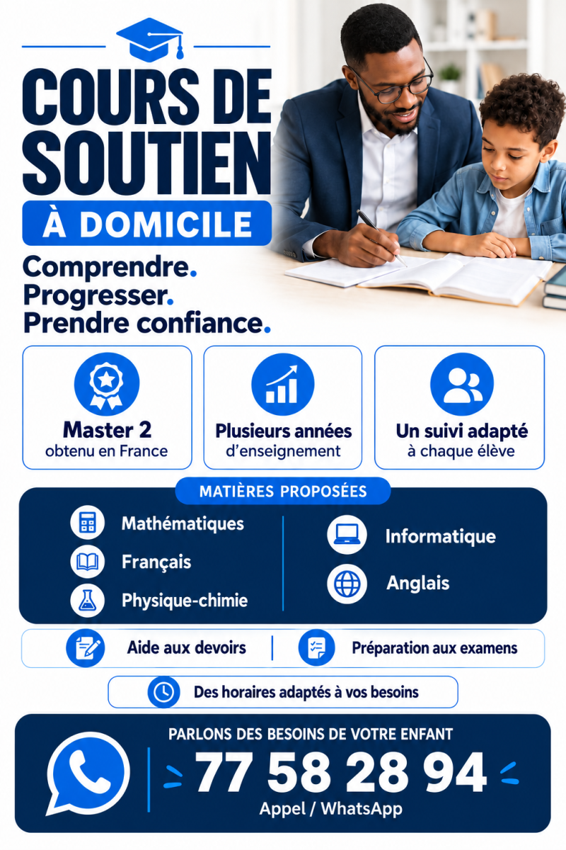 Cours de soutien scolaire personnalisé du primaire au lycée