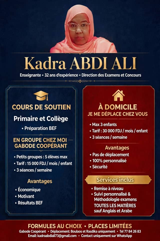 Cours de soutien scolaire personnalisé à Djibouti