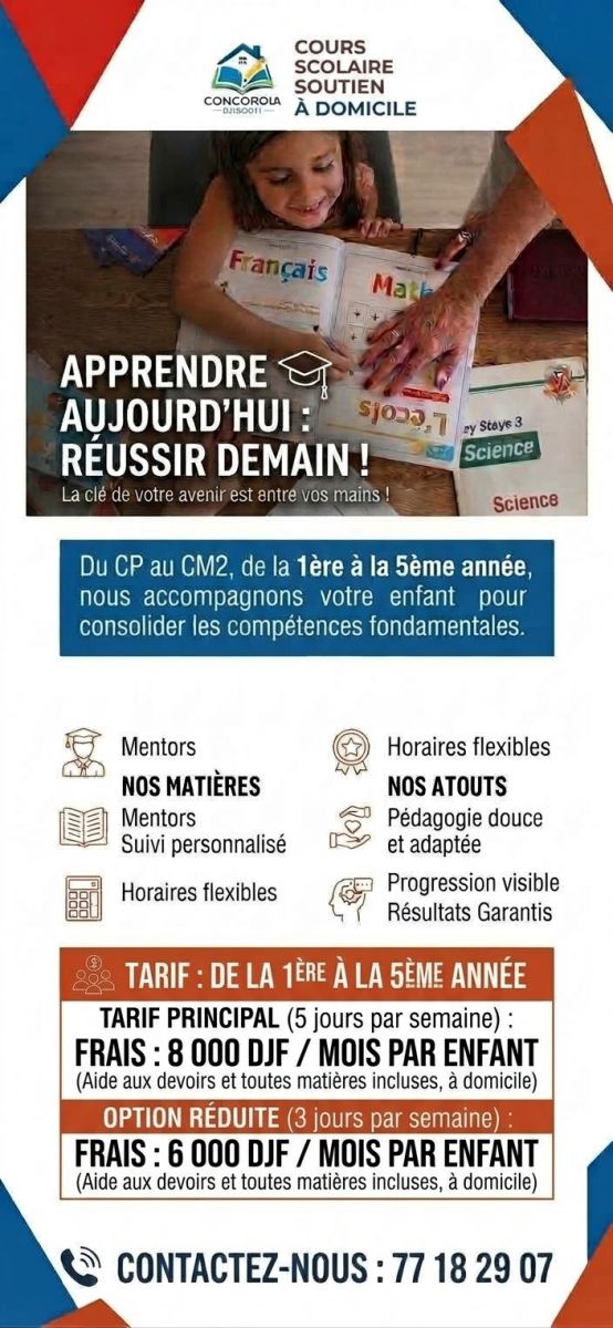 Cours de soutien scolaire à domicile du CP au CM2