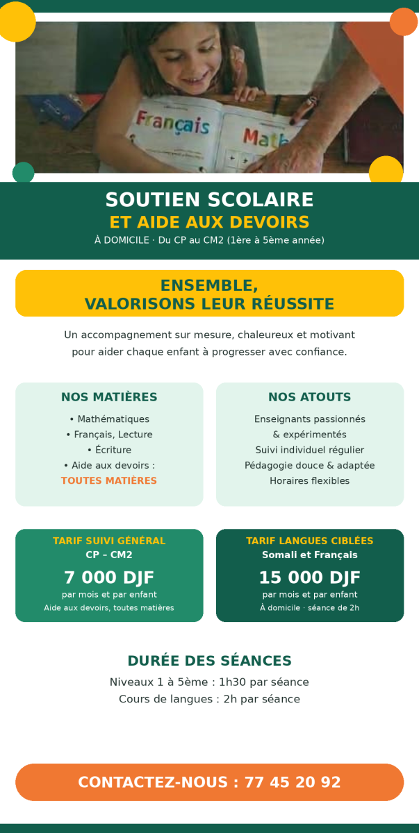 Cours de soutien scolaire personnalisé à domicile