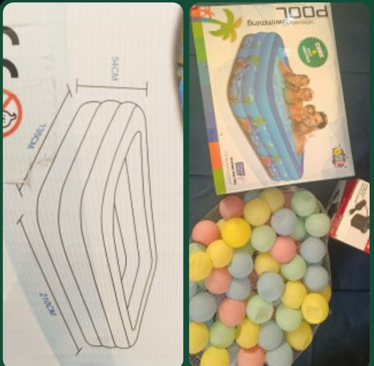 Grande piscine 210x135x54 cm avec pompe électrique et ballons
