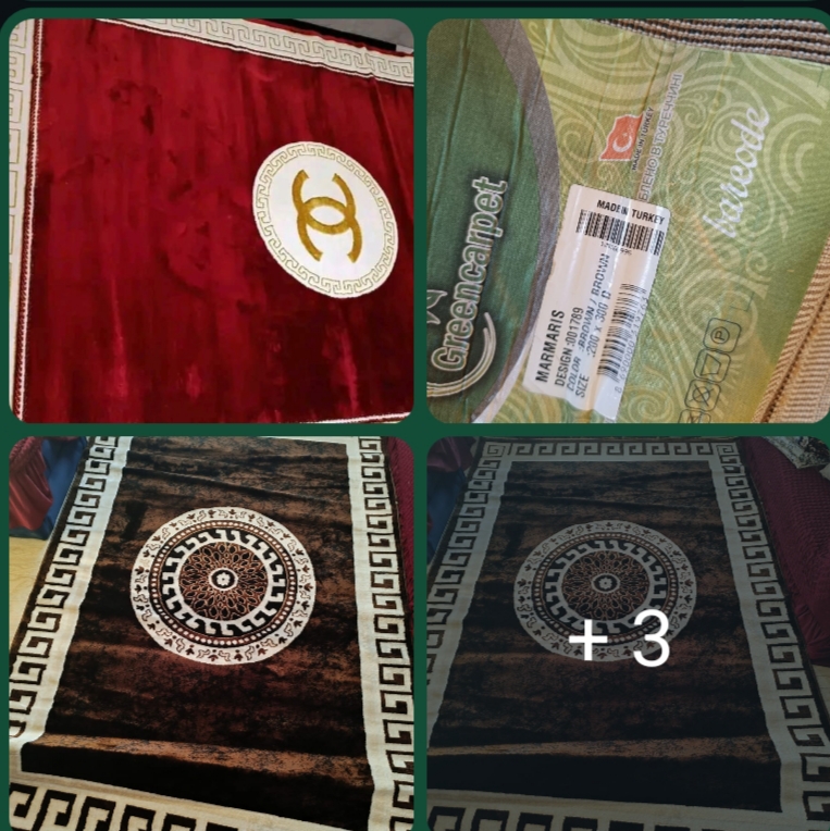 Tapis grand format pour salon en marron et rouge doré derniers modèles