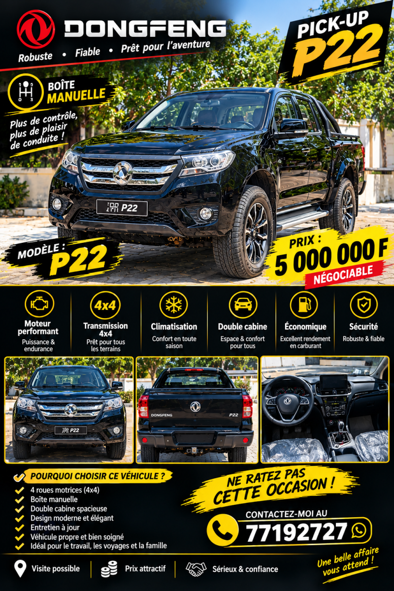 Dongfeng P22 4x4, pickup robuste avec boîte manuelle