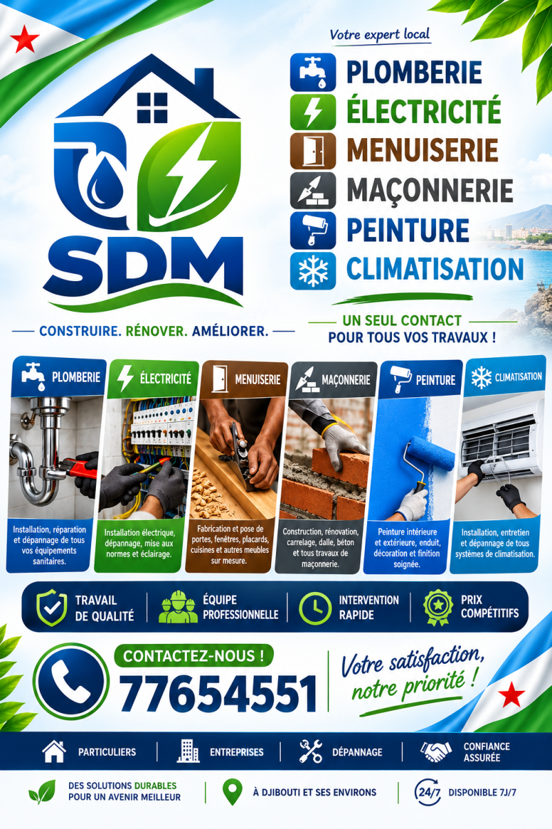 SDM Services de Construction, Rénovation et Entretien à Djibouti