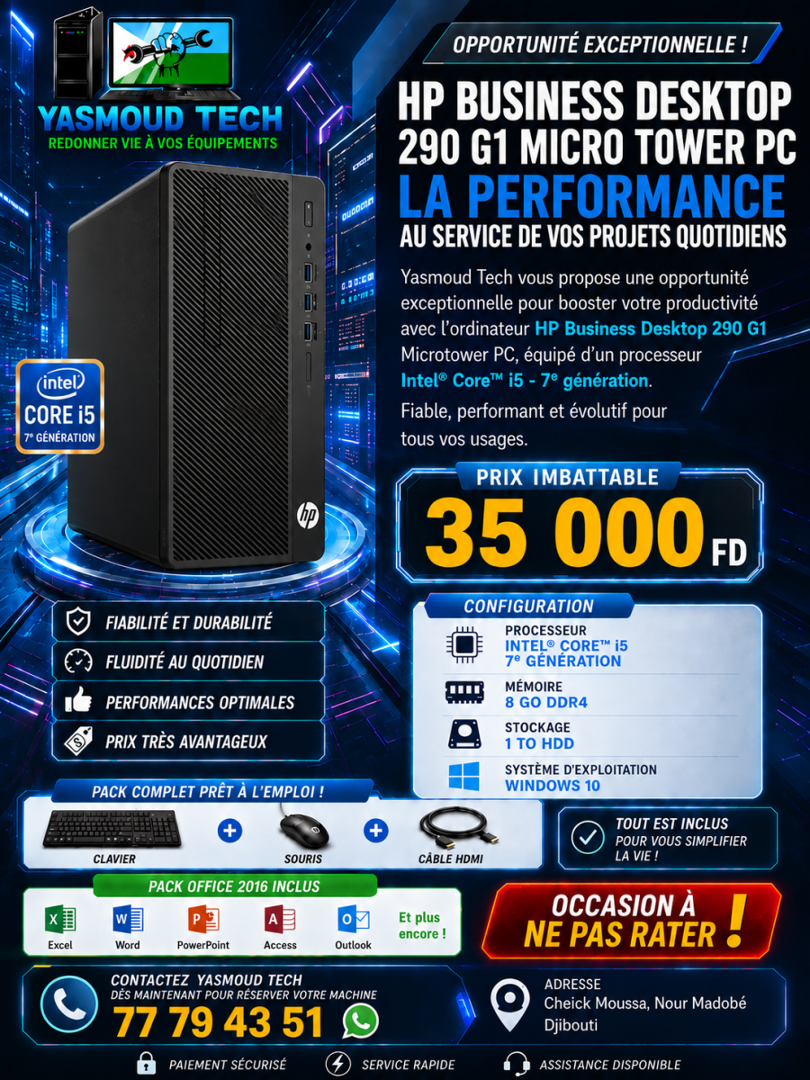 HP Business Desktop 290 G1 Micro Tower i5 8e Gen d’occasion