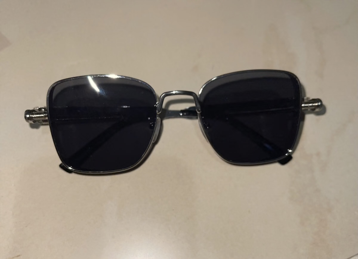 Lunettes de soleil monture argentée verres teintés foncés