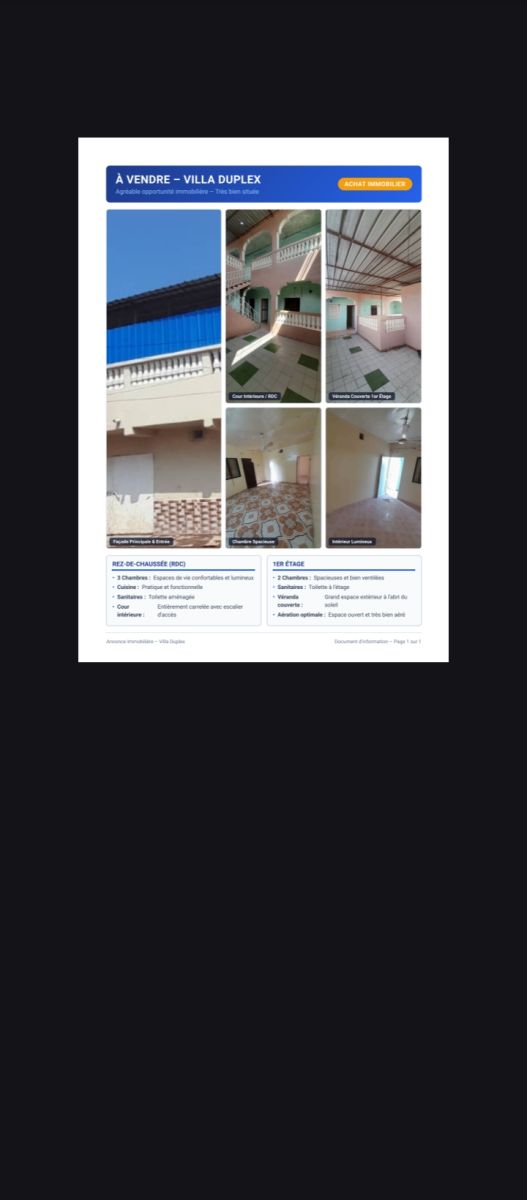Maison Duplex F5 spacieux avec terrasse couverte à Gachamaleh