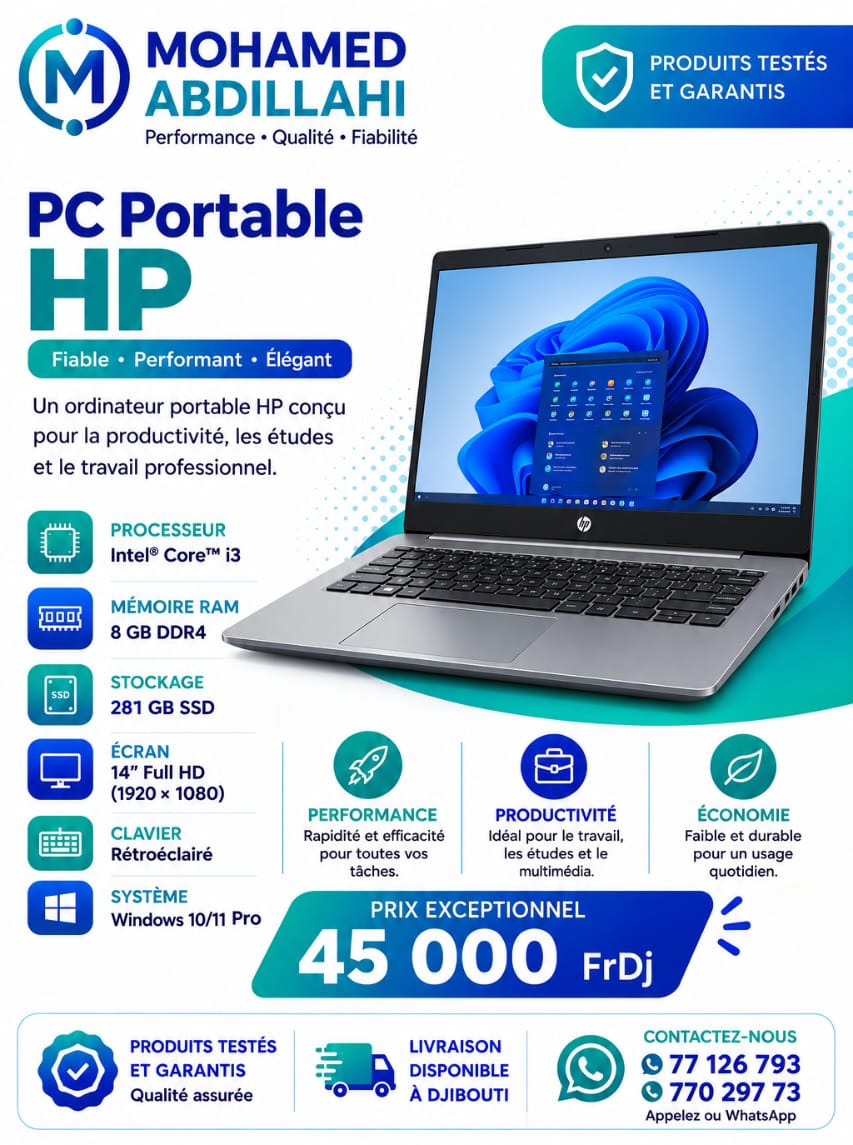 HP Portable 14 Full HD Intel Core i3 8 Go RAM 256 Go SSD