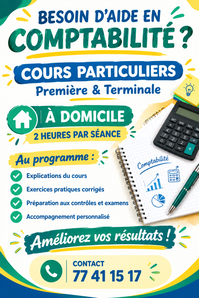 Professeur de comptabilité à domicile pour 1ère et Terminale SG
